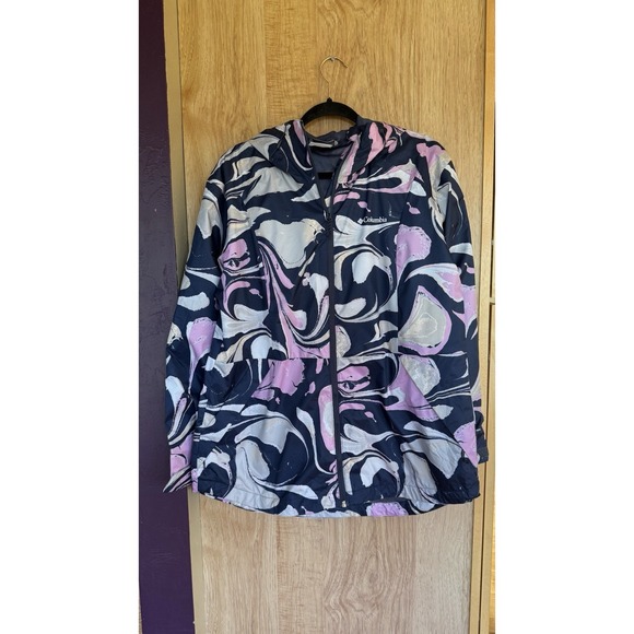 Columbia Jackets & Blazers - Columbia Women's Hooded Windbreaker Rain Jacket Size Large Unique Print!